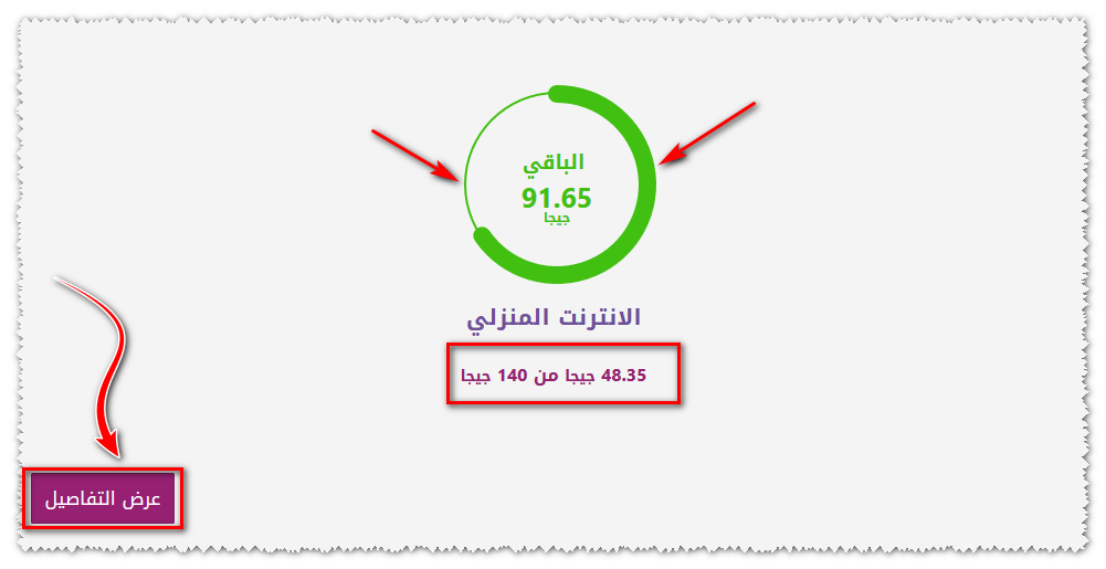 معرفة فاتورة النت تى داتا